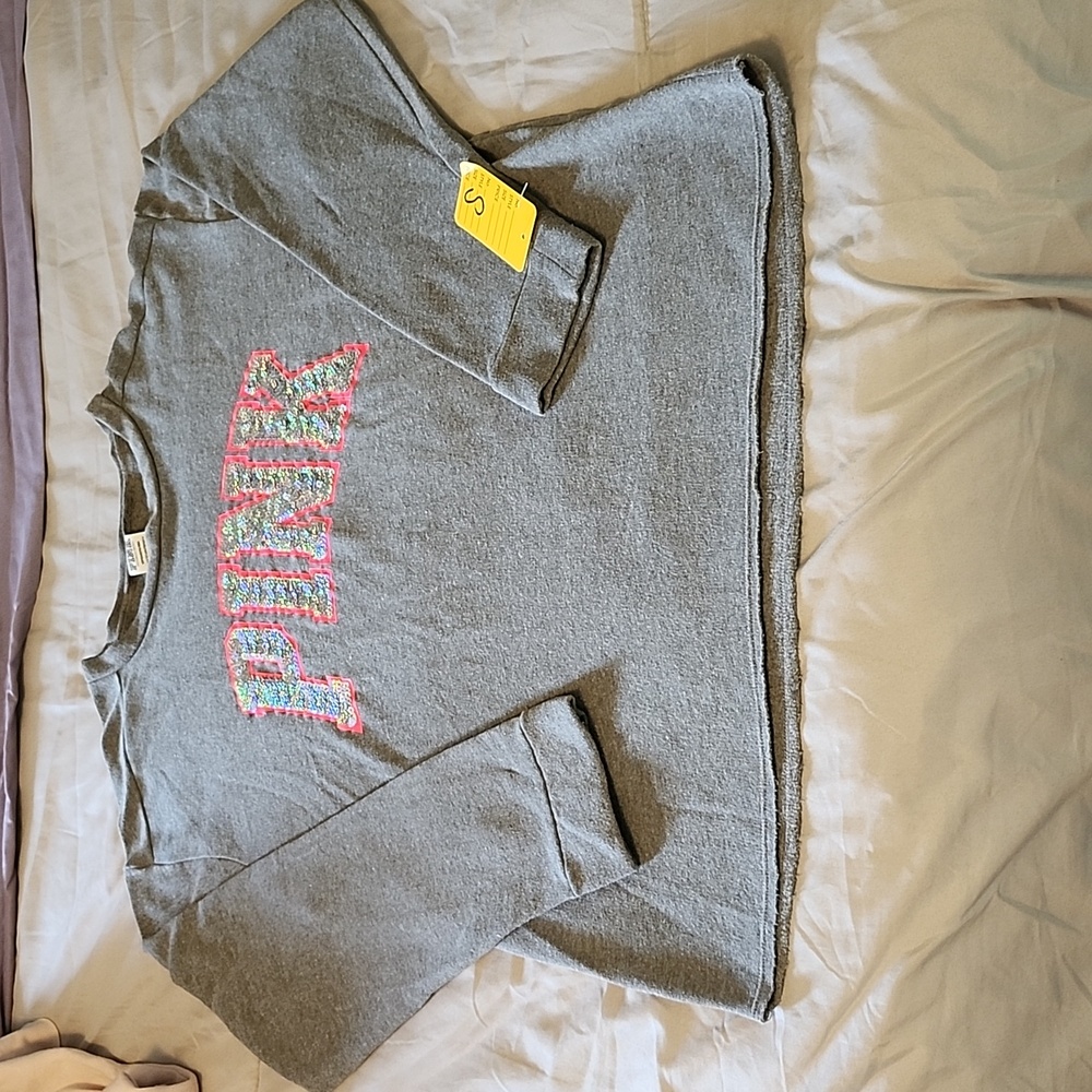 Women's Victoria's Secret Pink Sweatshirt W/Sequins Logo Size S
